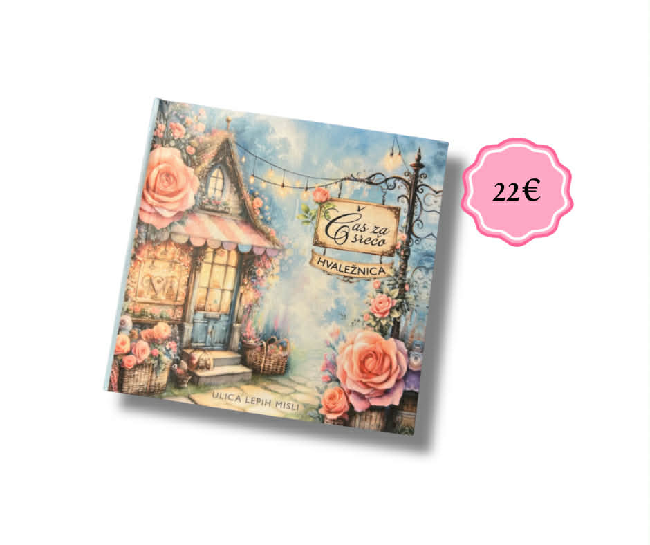 NOVO - Hvaležnica Čas za srečo. V njej imate prostor za zapise hvaležnosti, vizualizacije. Cena 22€